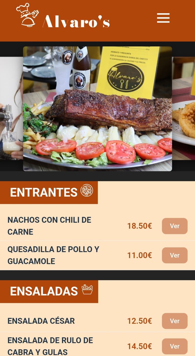 menu de un restaurante