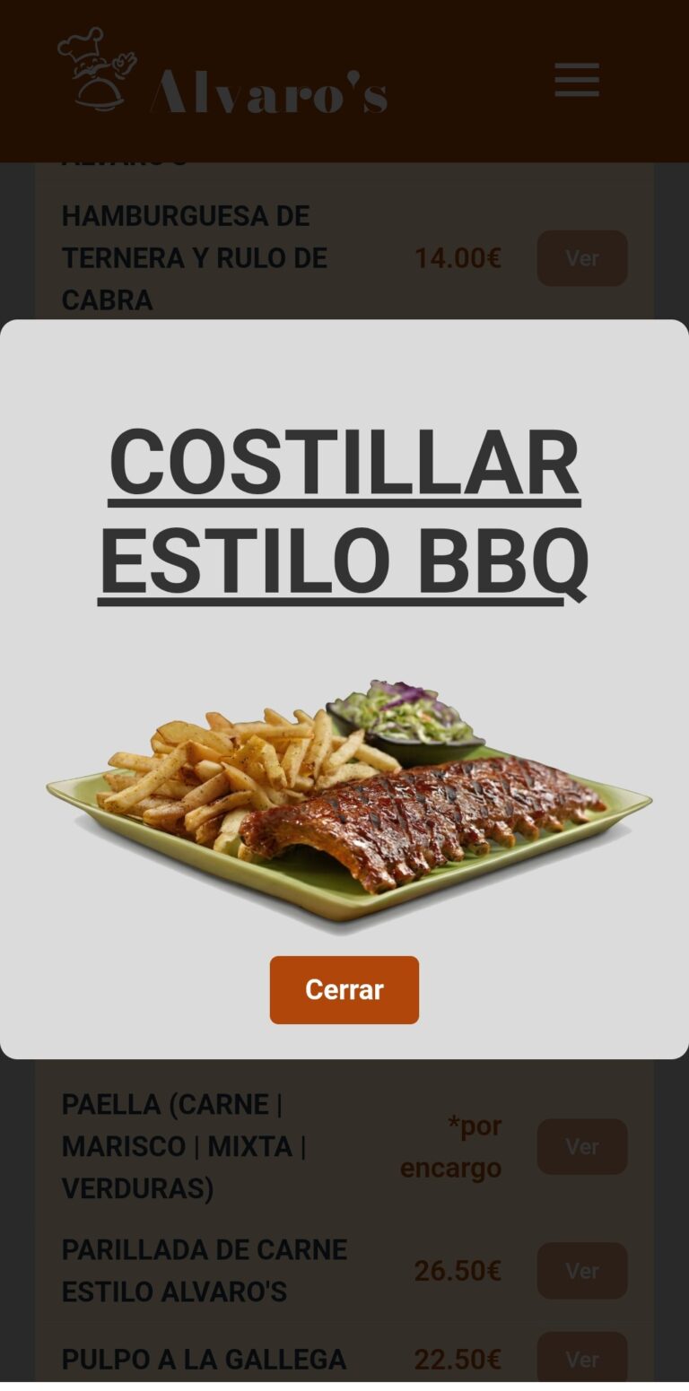 menu de un restaurante