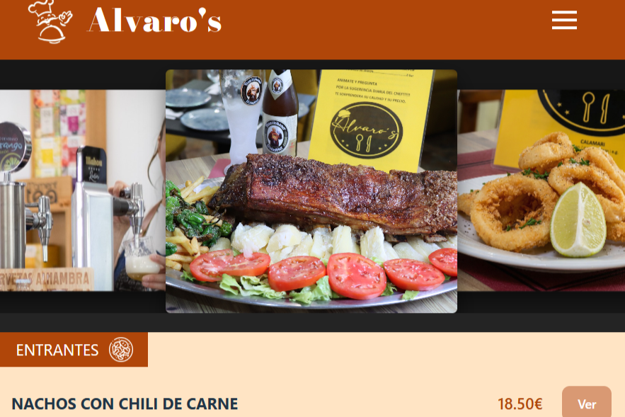 foto de una web menu hecho con react