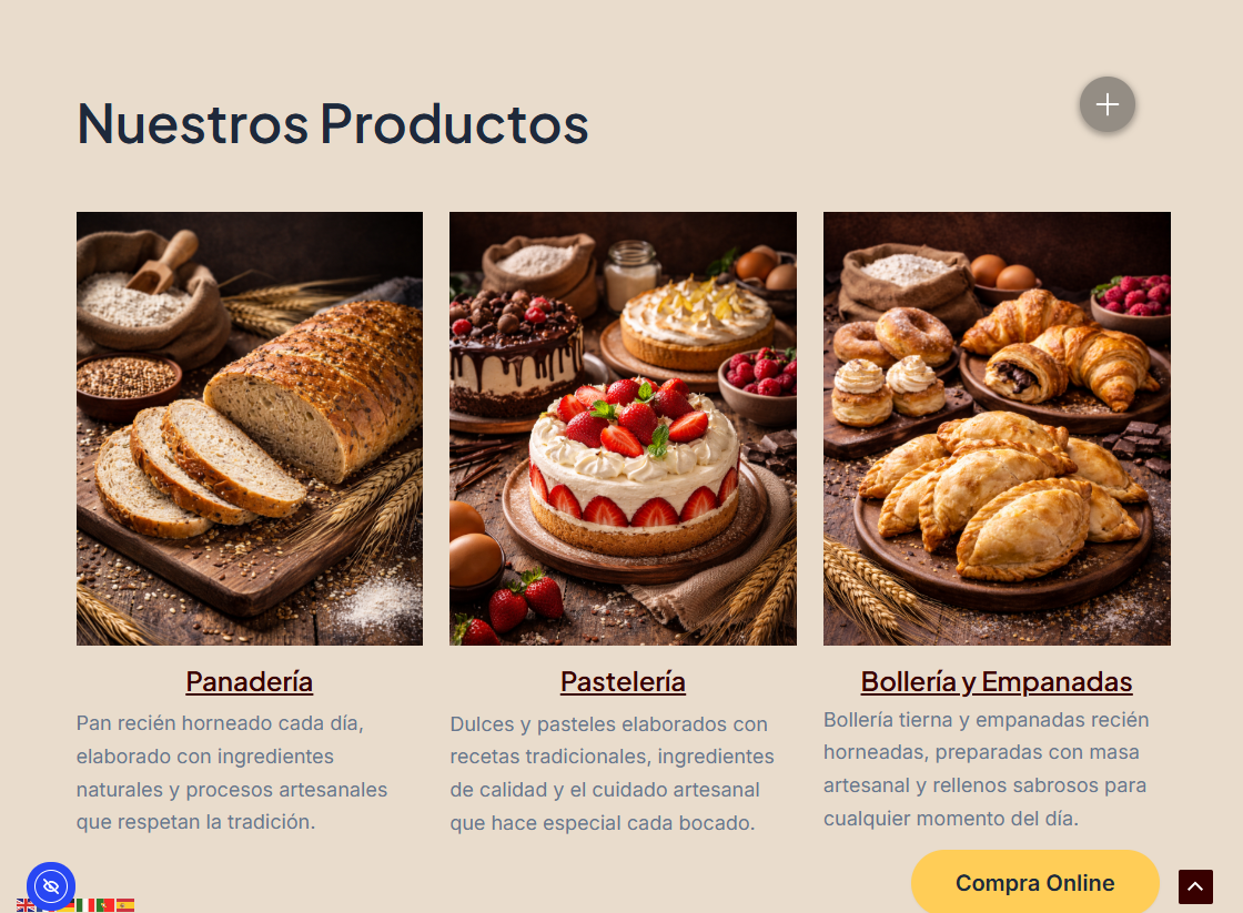 pagina web de una panaderia